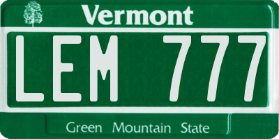 VT license plate LEM777