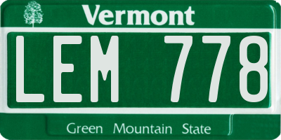 VT license plate LEM778