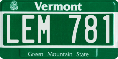 VT license plate LEM781