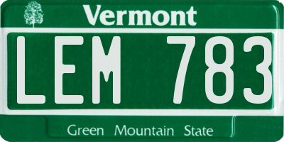 VT license plate LEM783