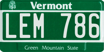 VT license plate LEM786