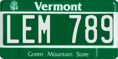 VT license plate LEM789