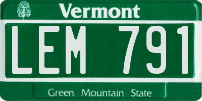 VT license plate LEM791