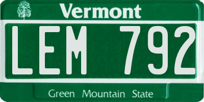 VT license plate LEM792