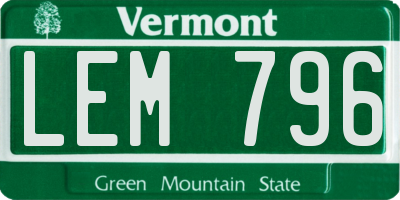 VT license plate LEM796