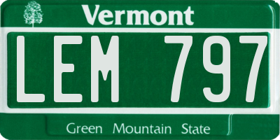VT license plate LEM797
