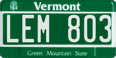 VT license plate LEM803