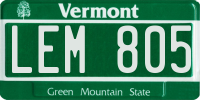 VT license plate LEM805