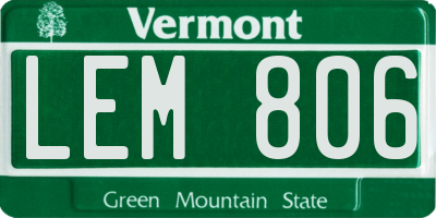 VT license plate LEM806