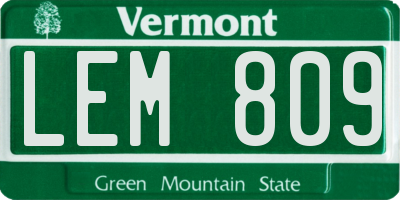 VT license plate LEM809