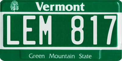 VT license plate LEM817