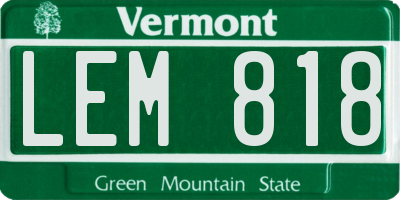VT license plate LEM818
