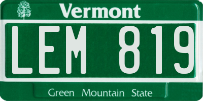 VT license plate LEM819