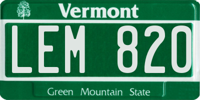 VT license plate LEM820