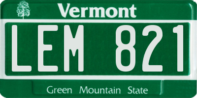 VT license plate LEM821
