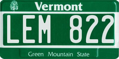 VT license plate LEM822