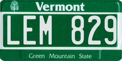 VT license plate LEM829