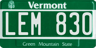 VT license plate LEM830
