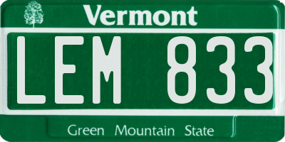 VT license plate LEM833