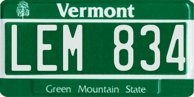 VT license plate LEM834