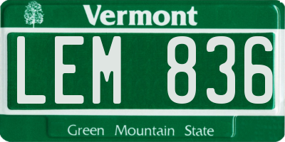 VT license plate LEM836