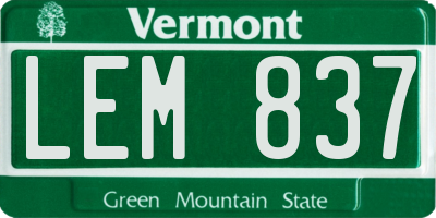 VT license plate LEM837