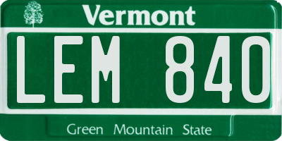 VT license plate LEM840