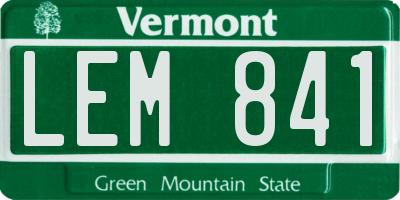 VT license plate LEM841