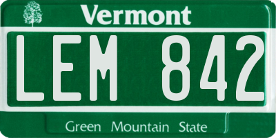 VT license plate LEM842
