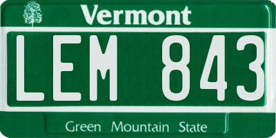 VT license plate LEM843