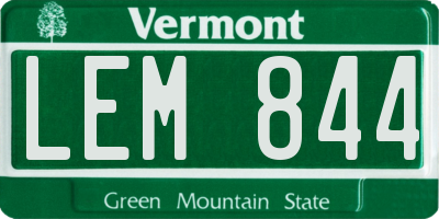 VT license plate LEM844