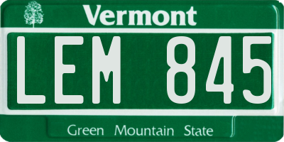 VT license plate LEM845