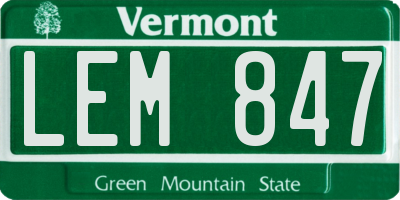 VT license plate LEM847