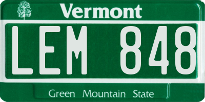 VT license plate LEM848