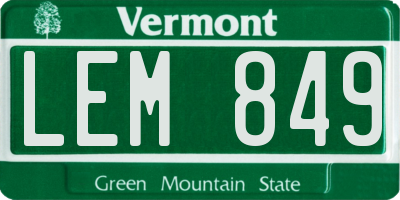 VT license plate LEM849