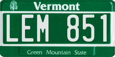 VT license plate LEM851