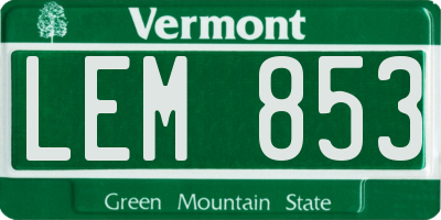 VT license plate LEM853