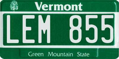 VT license plate LEM855