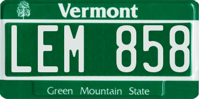 VT license plate LEM858