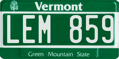 VT license plate LEM859