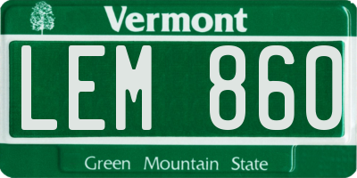 VT license plate LEM860