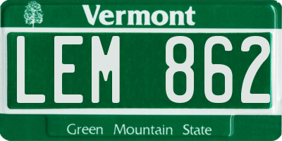 VT license plate LEM862