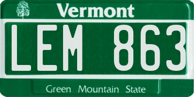VT license plate LEM863