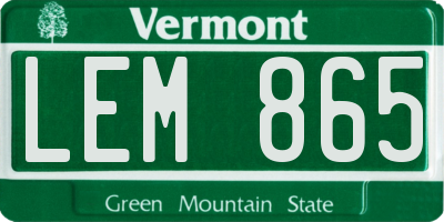 VT license plate LEM865