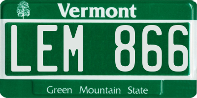 VT license plate LEM866