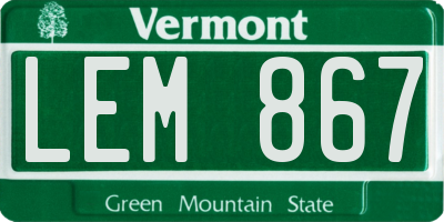 VT license plate LEM867