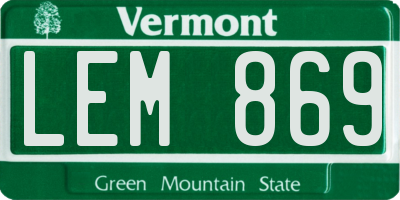 VT license plate LEM869