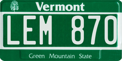 VT license plate LEM870