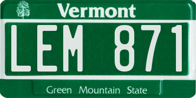 VT license plate LEM871