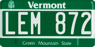 VT license plate LEM872